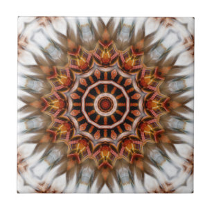 Radiant Bird Feather Kaleidoscope Mandala Tile Fliese