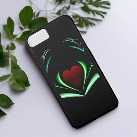 Radiant Black Neon Heart Energy Wings Case-Mate iPhone Hülle