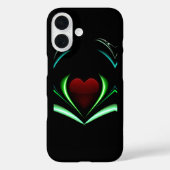 Radiant Black Neon Heart Energy Wings Case-Mate iPhone Hülle (Rückseite)