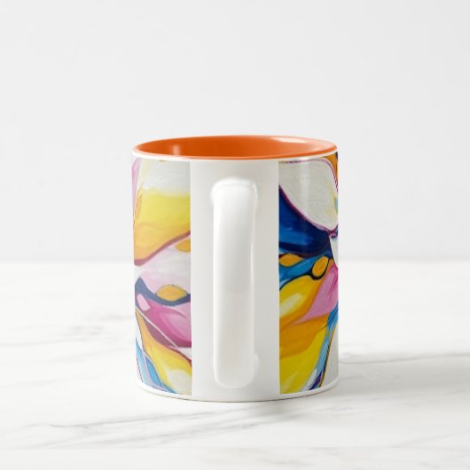 Radiant Bloom - Abstract Floral Burst Zweifarbige Tasse (Henkel)