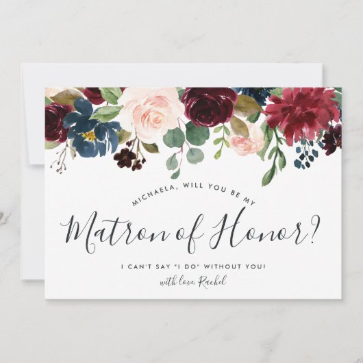Radiant Bloom Be My Matron of Honor Card Einladung (Vorderseite)