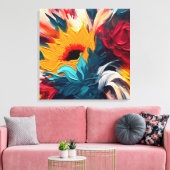 Radiant Bloom – Bold Abstract Floral Expression Leinwanddruck (Insitu (Wohnzimmer))