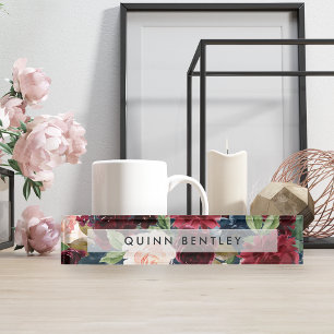 Radiant Bloom Elegante Wasserfarben Namensplakette