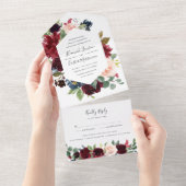 Radiant Bloom Floral Frame Wedding All In One Einladung (Abreißen)