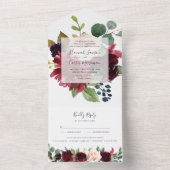 Radiant Bloom Floral Frame Wedding All In One Einladung (Innen Boden)