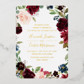 Radiant Bloom Floral Frame Wedding Folieneinladung (Vorderseite)