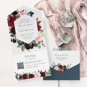 Radiant Bloom Floral Wedding QR Code All In One Einladung