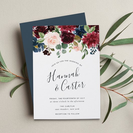Radiant Bloom | Jewel Tone Floral Wedding Einladung