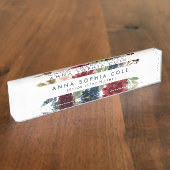 Radiant Bloom | Moderne Aquarellblumen Namensplakette (Seite)