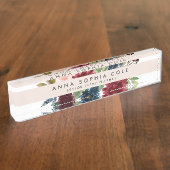 Radiant Bloom | Moderne Aquarellblumen Namensplakette (Seite)