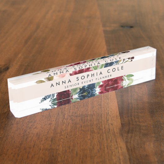 Radiant Bloom | Moderne Aquarellblumen Namensplakette (Seite)