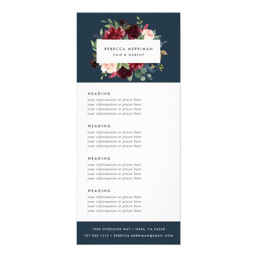 Radiant Bloom | Preise oder Dienstleistungen Werbekarte (Vorne)