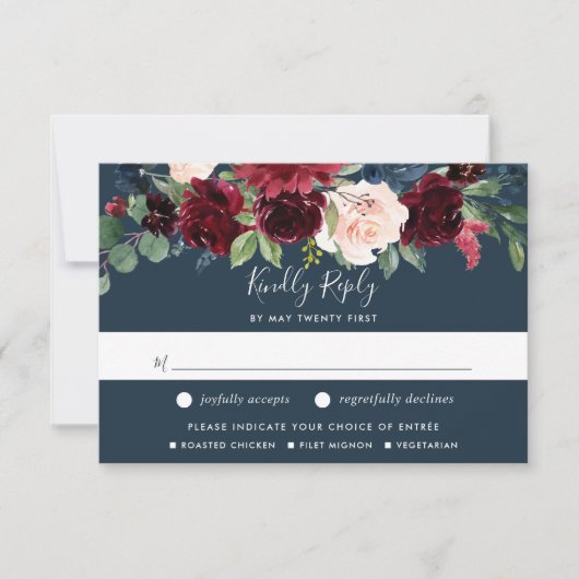 Radiant Bloom RSVP Card mit Essensauswahl Karte (Vorderseite)