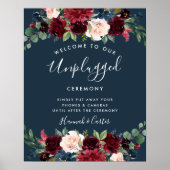 Radiant Bloom Unplugged Wedding Zeremony Sign Poster (Vorne)