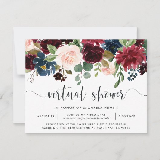 Radiant Bloom Virtual Bridal oder Babydusche Einladung (Vorderseite)