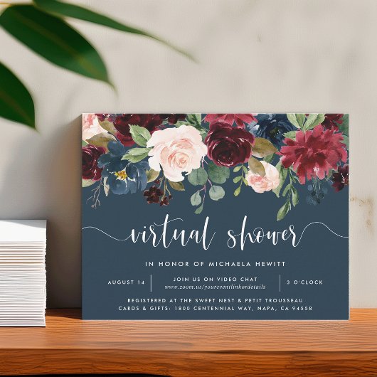 Radiant Bloom Virtual Bridal oder Babydusche Einladung