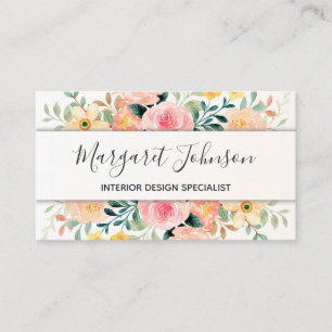 Radiant Bloom Watercolor Floral Feminine Visitenkarte