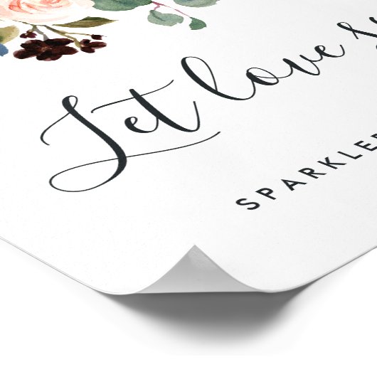 Radiant Bloom Wedding Sparkler Sendoff-Zeichen Poster (Ecke)