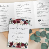 Radiant Bloom Wedding Welcome Letter & Itinerary Dreifach-gefaltete Programmkarte