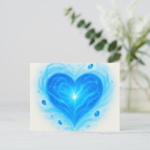 Radiant Blue Heart Grußkarte - Spirituelles Licht Postkarte