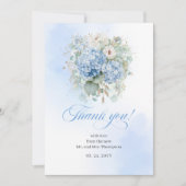 Radiant Blue Hydrangeas Eucalyptus Wedding thanks Dankeskarte (Vorderseite)