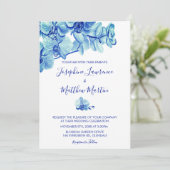 Radiant Blue Orchids Hochzeitseinladung Einladung (Stehend Vorderseite)