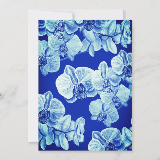 Radiant Blue Orchids Hochzeitseinladung Einladung (Rückseite)