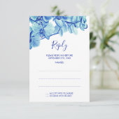 Radiant Blue Orchids Wedding Repair Cards RSVP Karte (Stehend Vorderseite)