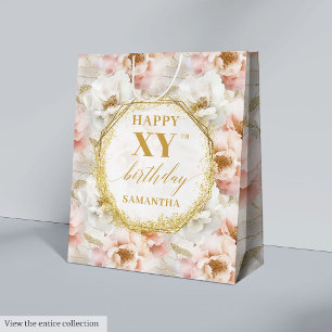 Radiant Blush Pink Wasserfarbe 50 Geburtstagsgesch Mittlere Geschenktüte