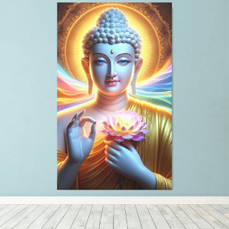 Radiant Buddha mit leuchtendem Lotus Leinwanddruck