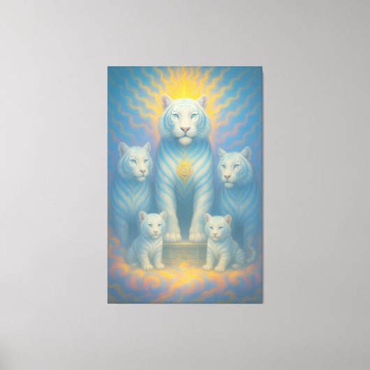 Radiant Celestial White Tiger Family | ManJiangHon Leinwanddruck (Vorderseite)