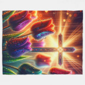 "Radiant Christlich Cross: Raindrops on Tulips" Fleecedecke (Vorderseite (Horizontal))