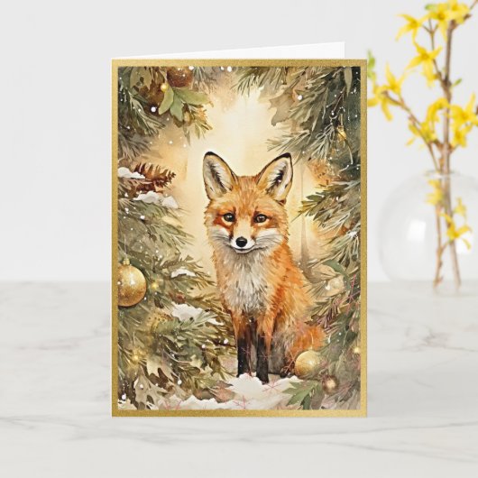 Radiant Christmas Fox Karte (Gelbe Blume)