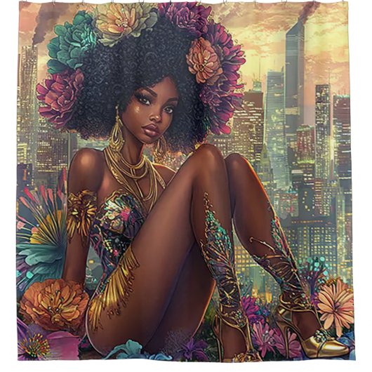 Radiant City Goddess Duschvorhang (Vorderseite)