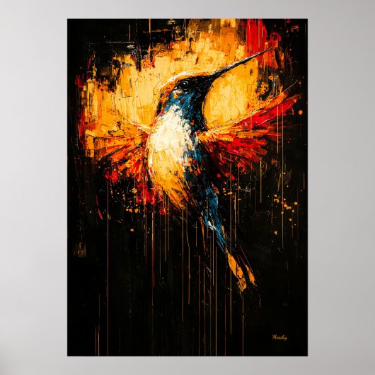 Radiant Contemporary Expressionist Hummingbird Poster (Vorne)
