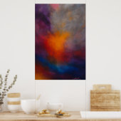 Radiant Core - Orange Explosion in Violet Mist Poster (Küche)
