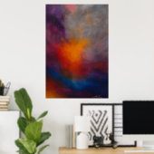 Radiant Core - Orange Explosion in Violet Mist Poster (Heimbüro)