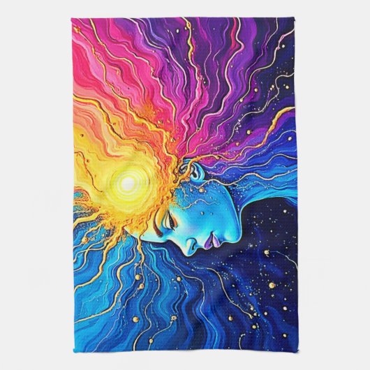 Radiant Cosmic Mind Erwachen Geschirrtuch (Vertikal)