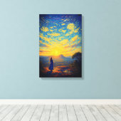 Radiant Dawn at Pha Chanadai - Van Gogh Style Leinwanddruck (Insitu (Holzboden))