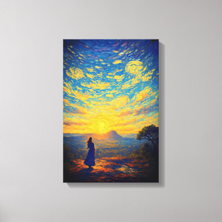 Radiant Dawn at Pha Chanadai - Van Gogh Style Leinwanddruck