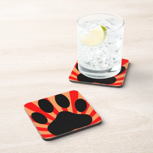 Radiant Dog Paw Print Getränkeuntersetzer (Rechte Seite)