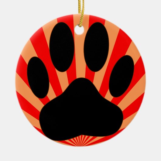 Radiant Dog Paw Print Keramikornament (Vorne)