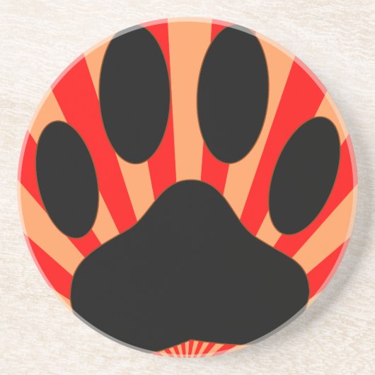 Radiant Dog Paw Print Sandstein Untersetzer (Vorne)