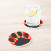 Radiant Dog Paw Print Sandstein Untersetzer (Seite)