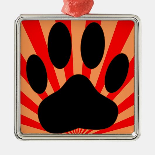 Radiant Dog Paw Print Silbernes Ornament (Vorne)
