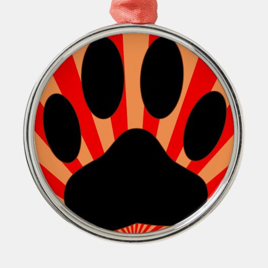 Radiant Dog Paw Print Silbernes Ornament (Vorne)