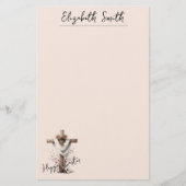 Radiant Easter Cross with Floral Accents Briefpapier (Vorderseite)