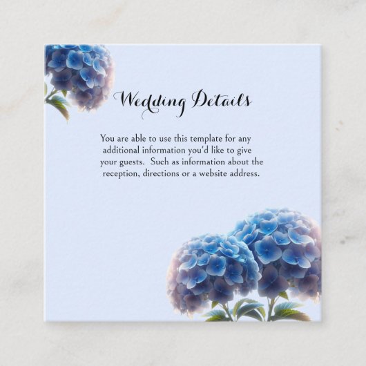 Radiant Elegance Blue Hydrangea Wedding Begleitkarte (Vorderseite)