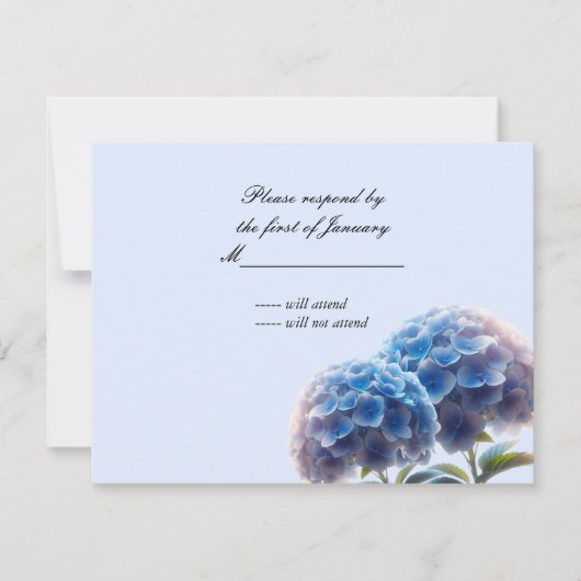 Radiant Elegance Blue Hydrangea Wedding RSVP Karte (Vorderseite)