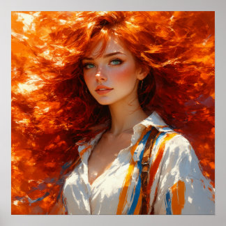 Radiant Elegance - Ölporträt zeitloser Schönheit Poster